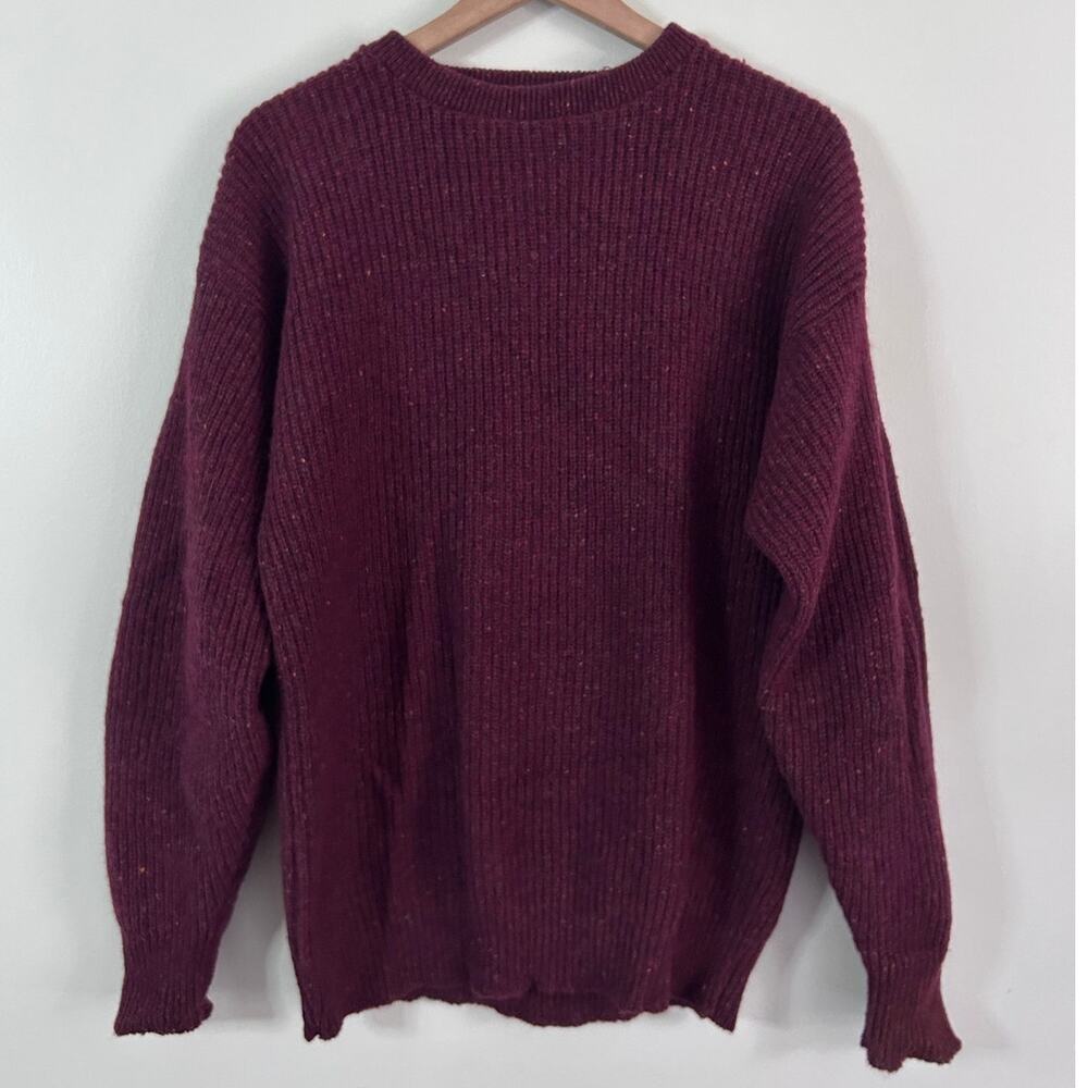 Vintage 90s Prego Made in USA Burgundy Tweed Wool Blend Sweater Mens XL